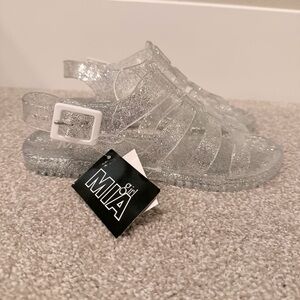MIA Girl women’s clear silver glitter jelly sandals
